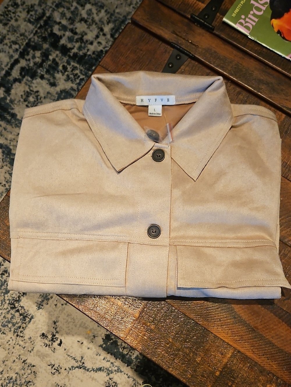 HYFVE Women's Tan Suede Button-Front Jacket